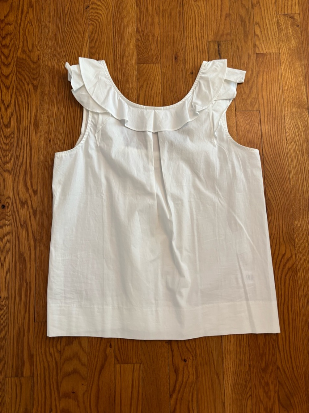 J. Crew Factory White Ruffle Neck Tank Top